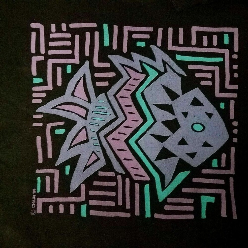 Peru Inka Inspired Fish T Shirt Size XL Vintage 80s Single‎ Stitch Made in USA - Picture 2 of 7